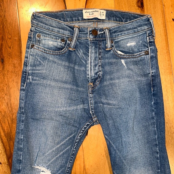 NWOT ABERCROMBIE KIDS DISTRESSED SUPER SKINNY SLIM JEANS SIZE 13/14 - Picture 4 of 8